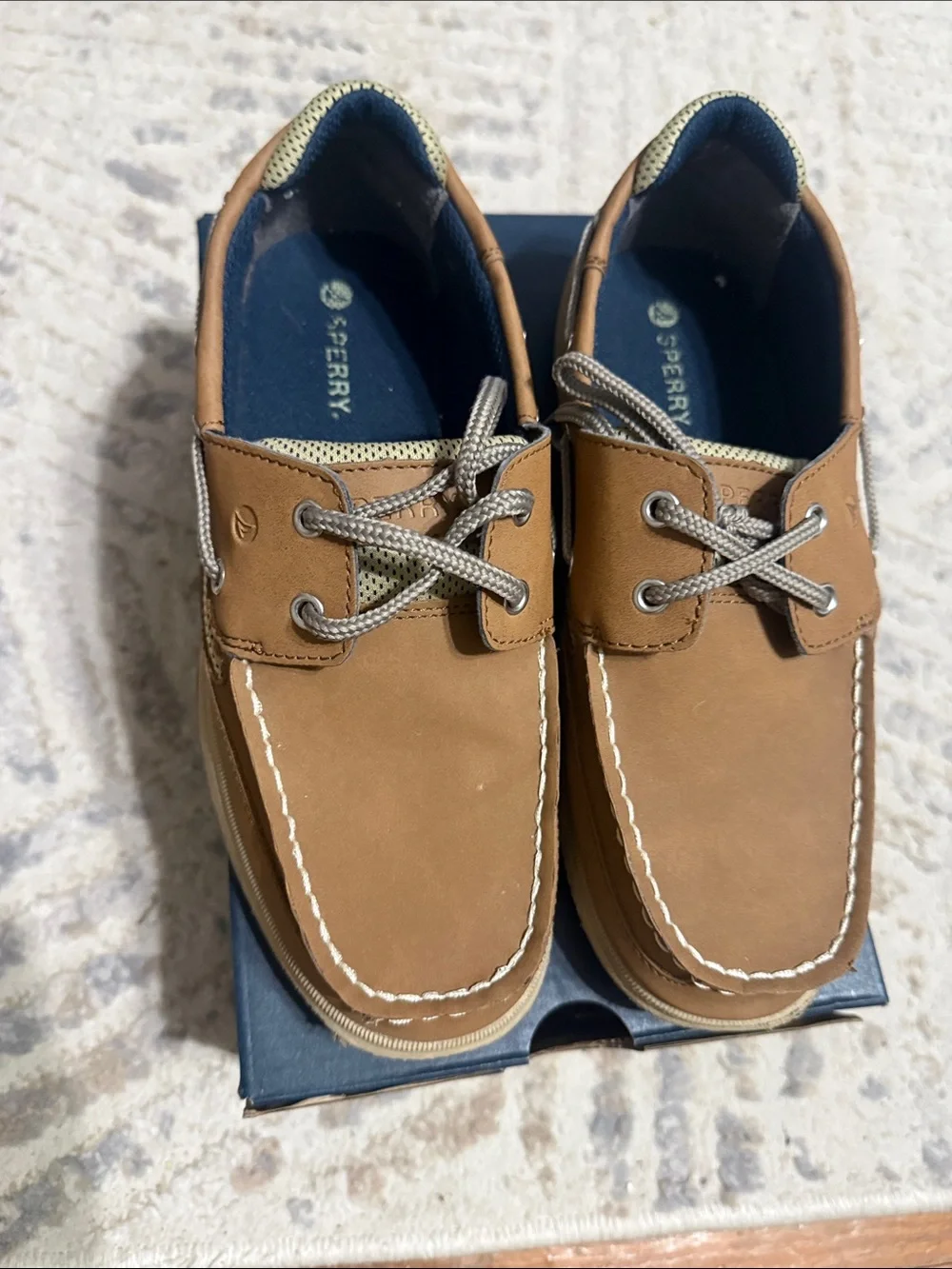 Sperry Kids Tan Leather Moccasin Boat Shoes